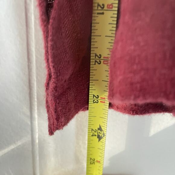 TooFan Womens 100% Linen Top Size M Button Down Red Boxy Lagenlook Relaxed Fit - Picture 9 of 9